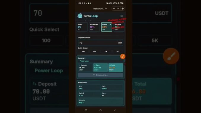 turbo loop mein deposit kaise karen // dekho live video by Tarni verma #turboloop