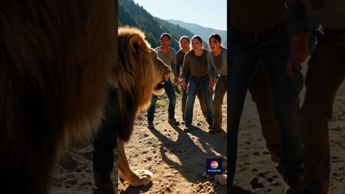 সিংহ দেখে মানুষের ভয়।#shorts #ai #grokai #grok